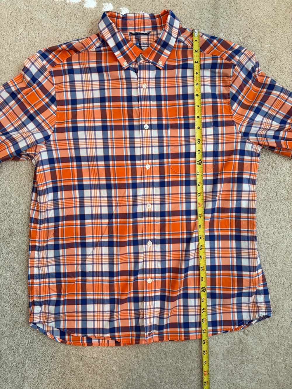 Vineyard Vines On-The-Go Performance Men's L Plaid Button Down Shirt Orange Blue - Picture 6 of 7